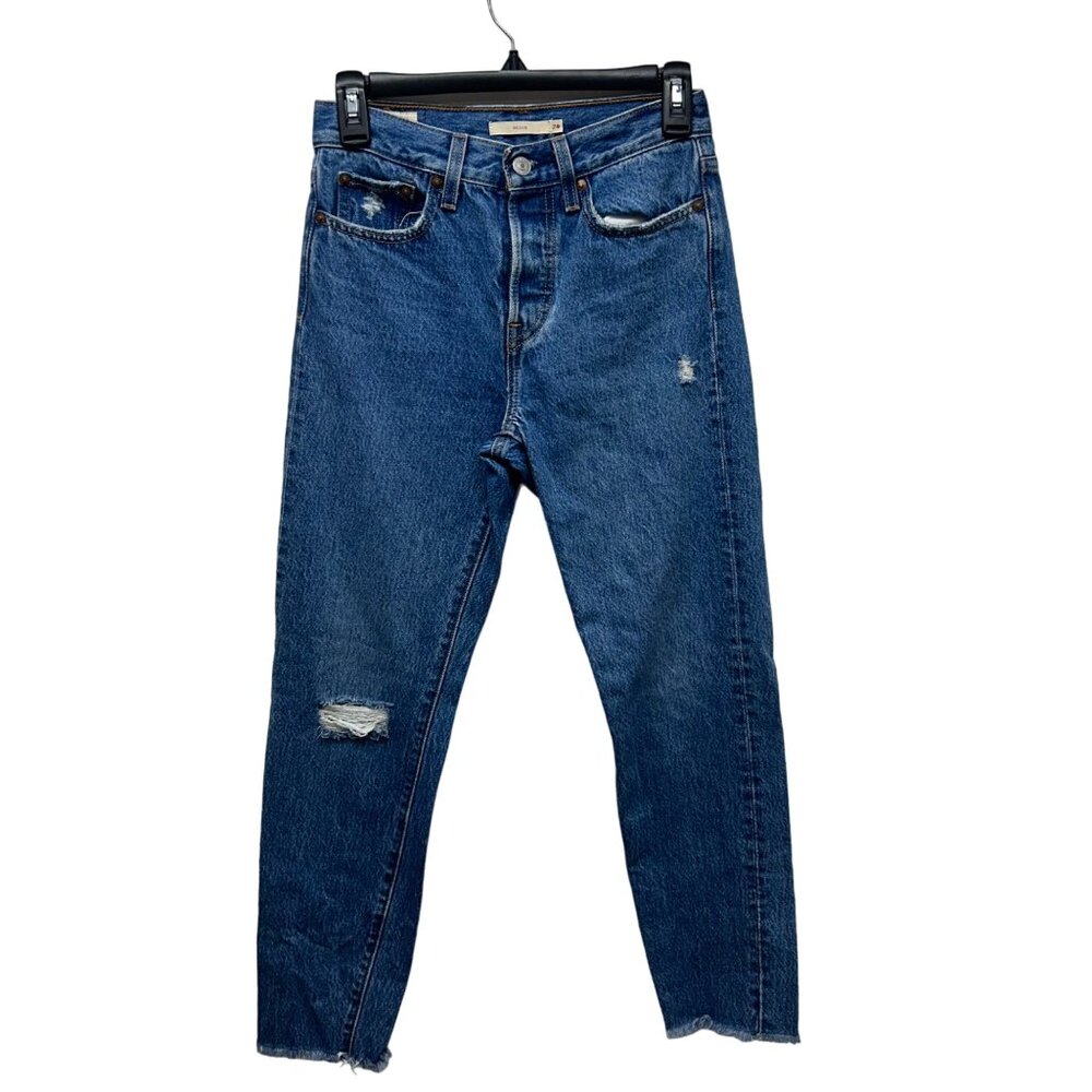 Levi's premium wedgie high rise jeans button fly distressed 24